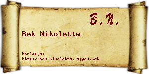 Bek Nikoletta névjegykártya
