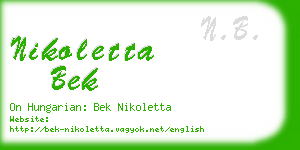 nikoletta bek business card